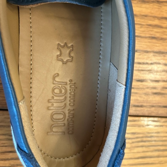 Hotter Dew Blue Leather Women's Lace Up Sneakers with Removable Sole Insert - Picture 8 of 11